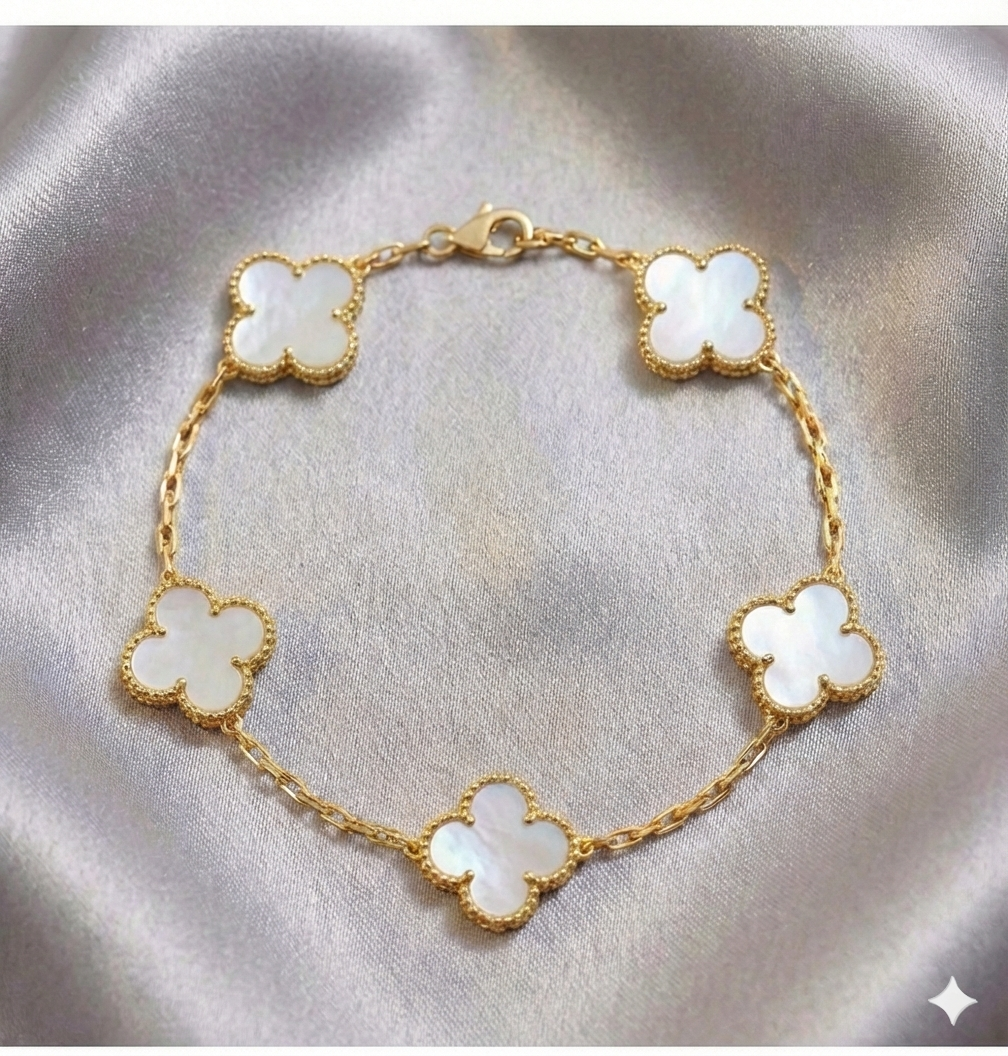 Pulsera Estilo Van Cleef - Plata y Oro