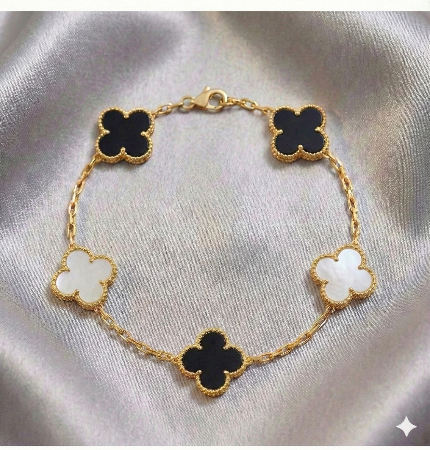 Pulsera Estilo Van Cleef - Plata y Oro