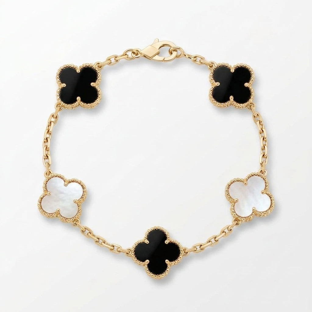 Pulsera trébol dorado mixto