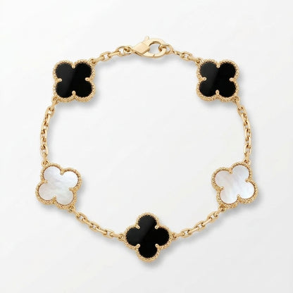 Pulsera trébol dorado mixto