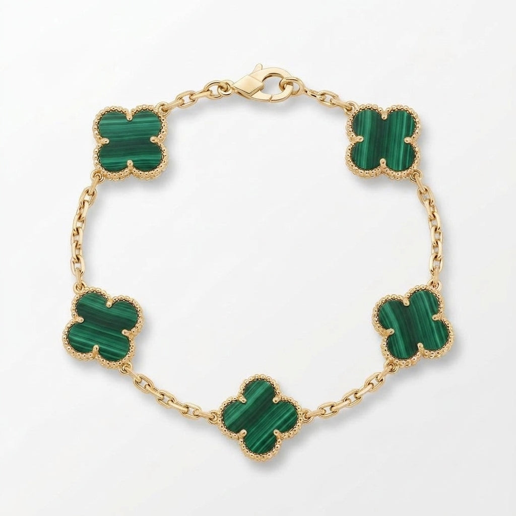 Pulsera trébol dorado verde