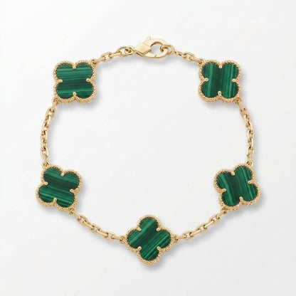 Pulsera trébol dorado verde