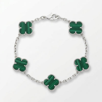 Pulsera trébol plateado verde